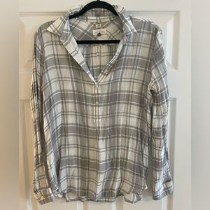 LOFT plaid 1/4 button flannel